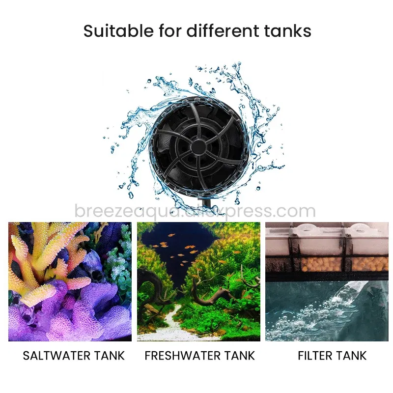 Color: Blue, Power: 5W - ZKSJ Eco Slim 6000/10000/15000/20000/25000 DC Mini Saltwater Fish Tank Aquarium Wavemaker Pump with Controller