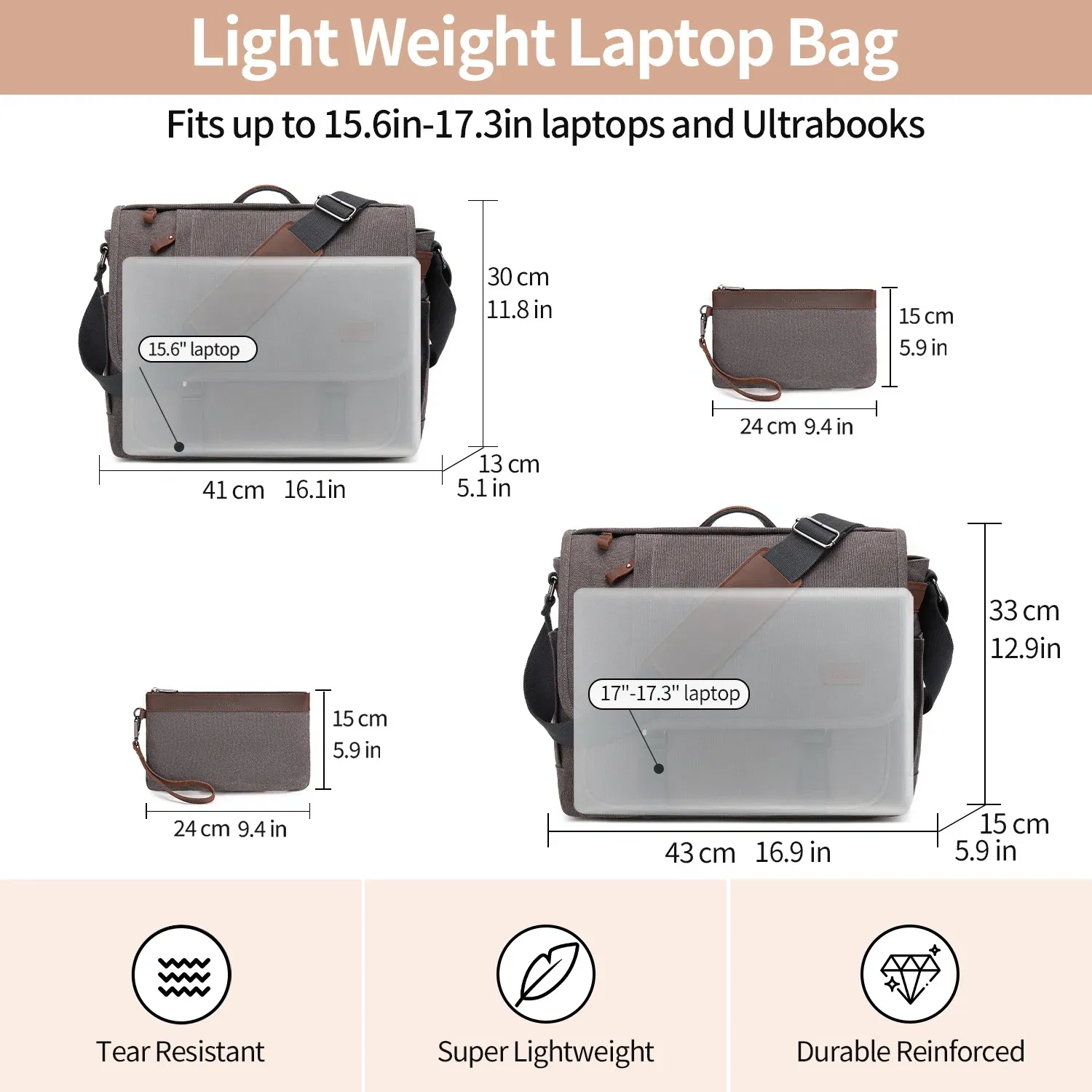 Color: GRAY - Waterproof Canvas Messenger Bag for Men, Messenger Bag ,Shoulder Bag, Casual Computer Bag, Business Bag, Crazy Horse Cowhide