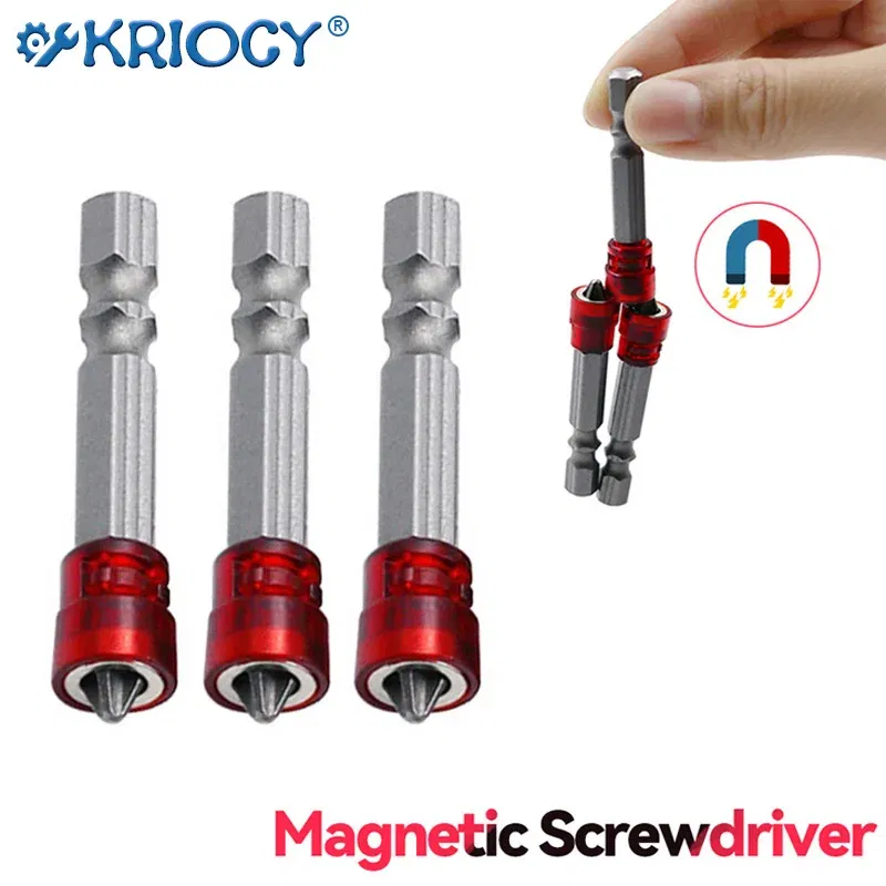 Color: grey - Magnetic Screwdriver Bit PH2 Cross-head 1/4 Inch Hex Shank Screwdriver Holder Ring for House Working Electric Screwdriver Kit