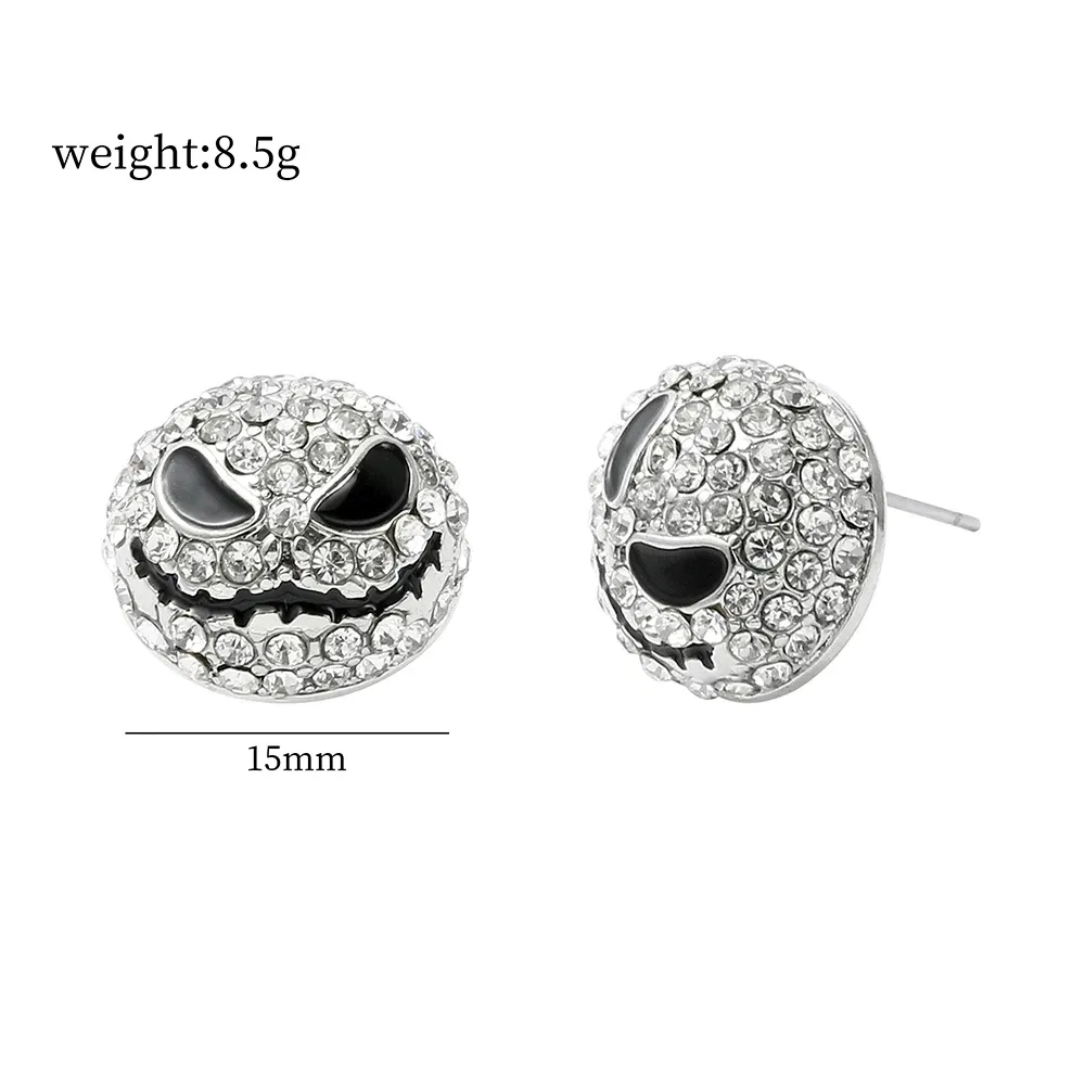 Metal Color: SILVER PLATED, Ships From: CHINA - Disney The Nightmare Before Christmas Accessories Jack Skellington Earrings Women Luxury Rhinestones Studs Earrings Jewelry