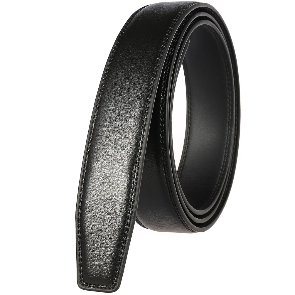 Color: black, Belt Length: 130cm - 90-130cm Brand No Buckle 3.0cm Wide Genuine Leather Automatic Belt Body Strap Without Buckle Belts Men Good Quality No Holes