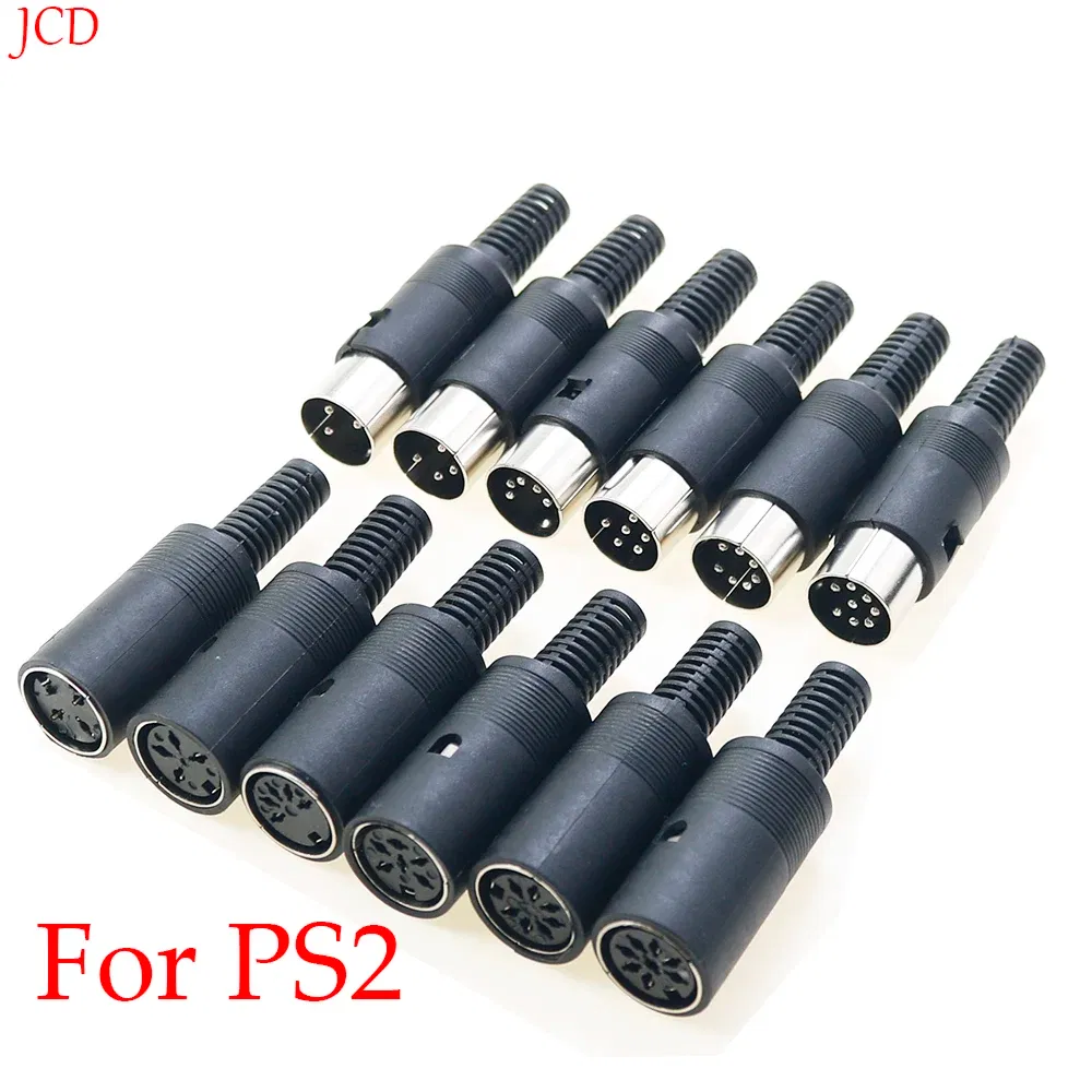 Color: WHITE - 5pcs 3P 4P 5P 6P 7P 8Pin DIN Male/Female Plug Jack with Plastic Handle Keyboard Cable Connector Adapter PS2