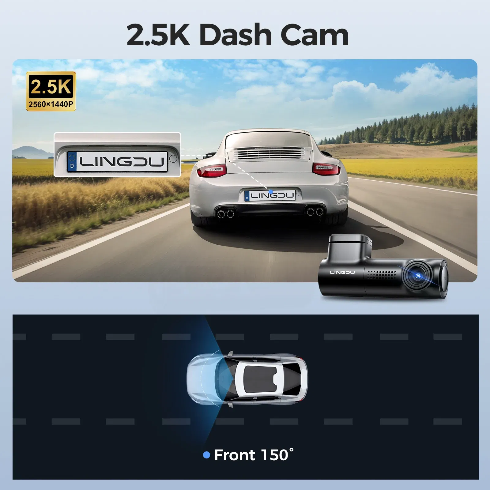 Color Name: WHITE, Ships From: CHINA, Sd Card Memory: 32G - LINGDU D100 2.5K Dash Cam Front MINI Dash Camera for Cars Voice Control WDR Car DVR Parking Mode Built-in GPS WiFi Night Vision
