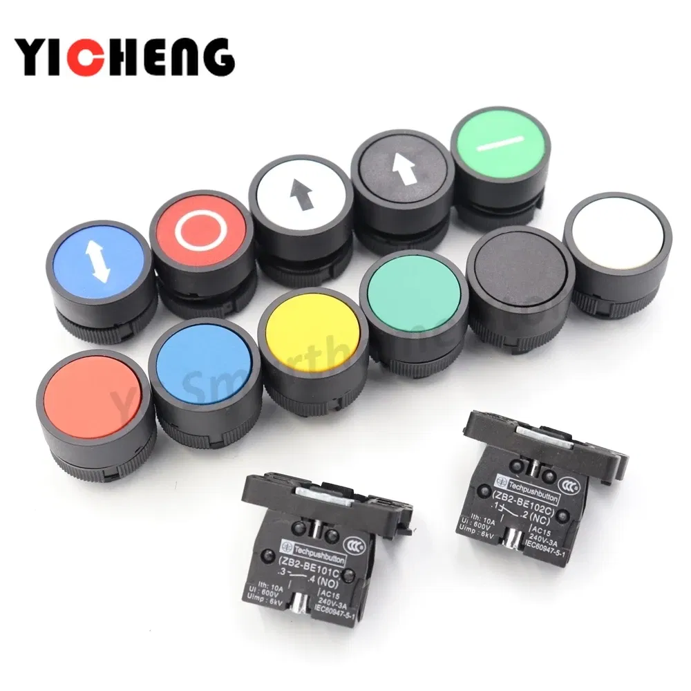 Color: Red - 2Pcs Plastic marking flat button Arrow indication xb2- self-reset point move 22MM Turn on the power button switch NO/NC
