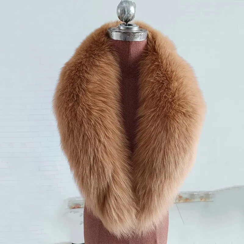 Color: ROYAL BLUE, Size: XL - 100% Natural Real Fox Fur Collar For Women Men Coat Jacket Fur Scarf Winter Extra Large Size Neck Warmer Fur Scarf Shawls Wraps