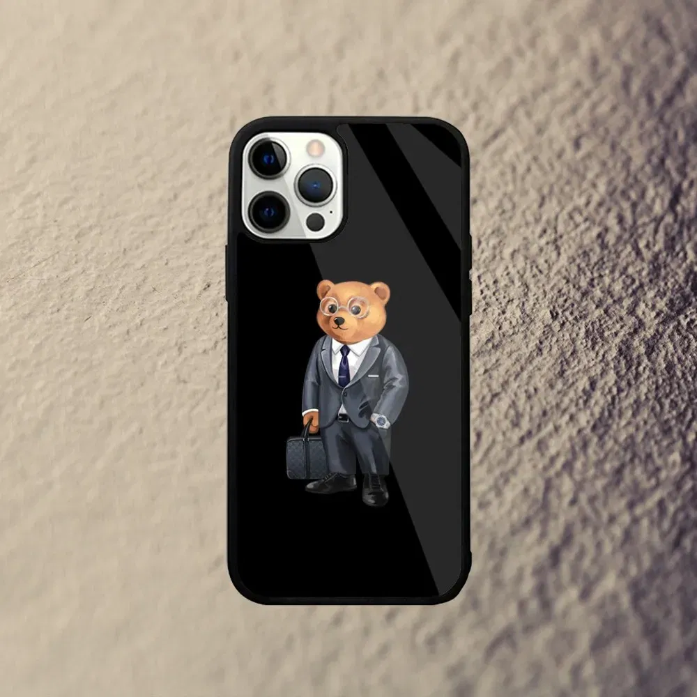 Color: Gold, Material: Cotton Fabric - Baron F-Filou Bear Fashion Phone Case For iPhone 15,14,13,12,11,Plus,Pro,Max Mini Magsafe Magnetic Wireless Charging