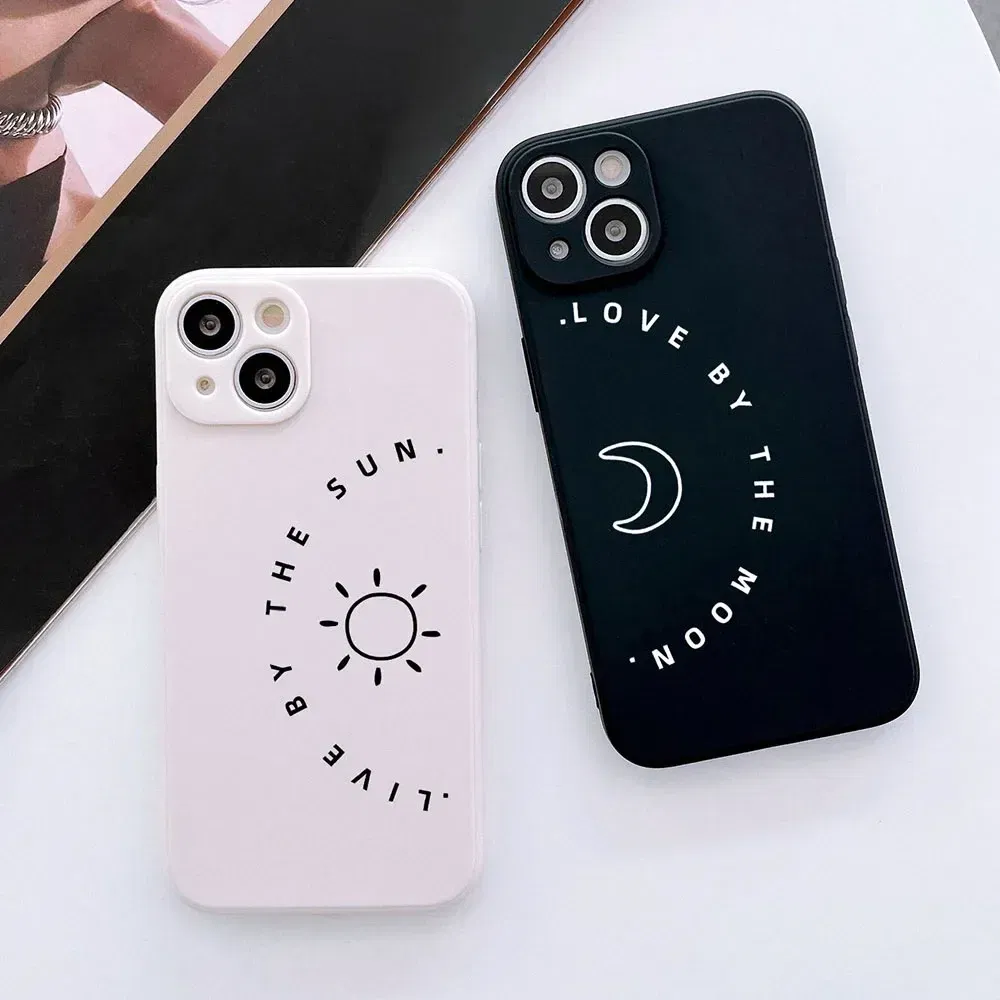 Color: Gold, Material: Nylon - Couple Black and White Love Sun Moon Case For Samsung Galaxy S10 S20 S21 S22 S23 S24 FE Plus Ultra Note 20 Silicone Phone Case