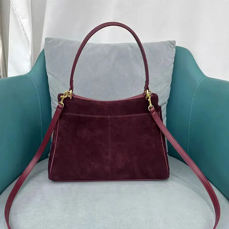 Color: Beige, Size: M - Luxury Design Women Tote Bag Suede Shoulder Bag High Quality Fashion Brown Ladies Handbag Large Capacity Versatile