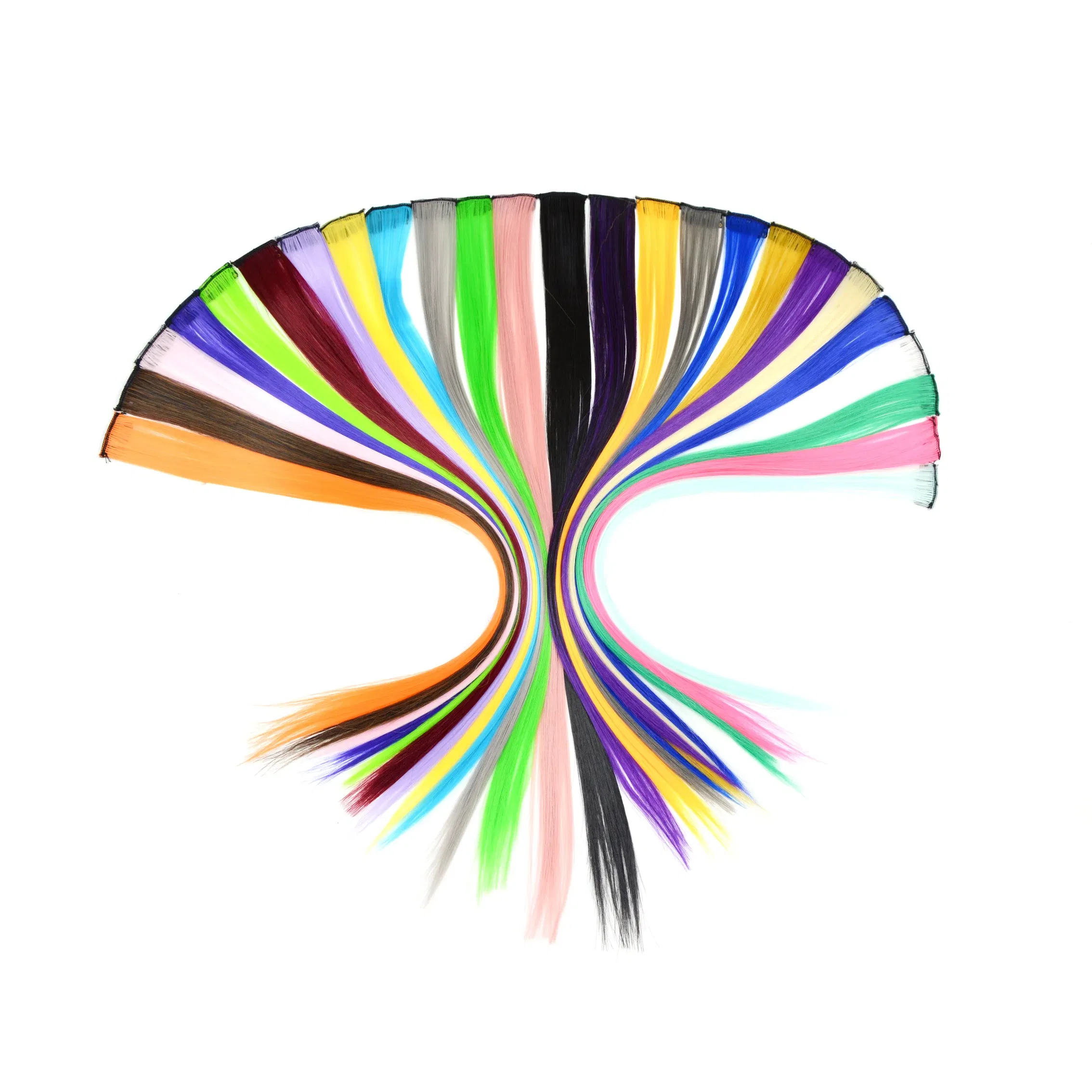 Color: OMBRE, Stretched Length: 22inches - Synthetic Clip-in Hair Extensions 22" Long Colorful Straight Hair Pieces Synthetic Hairpieces for Daily Festival Party
