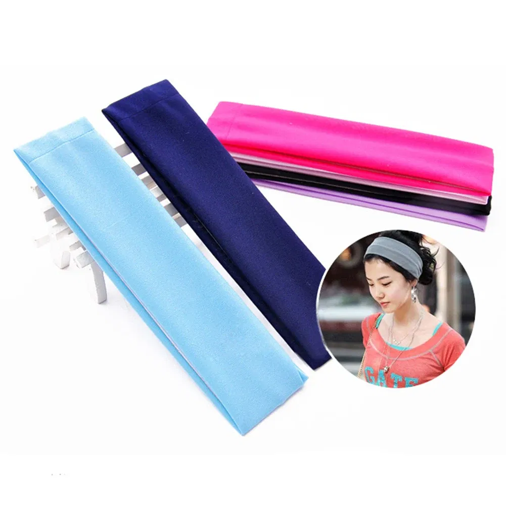 Color: Black - Fashion Sports Headbands For Women Solid Elastic Hair Bands Running Fitness Yoga Hair Bands Stretch Makeup Hair Accessories Hot