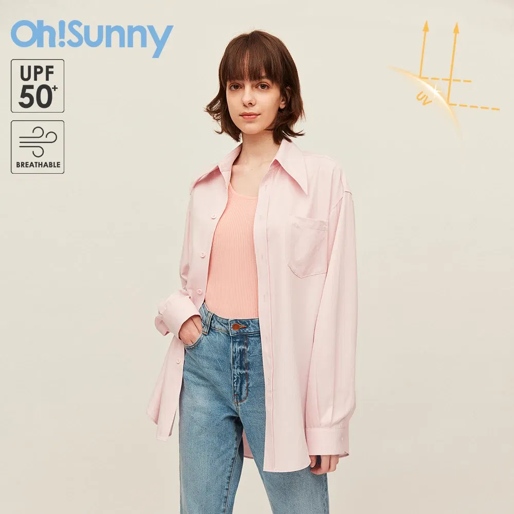 Color: black, Size: S - OhSunny Women Shirts Sun Protection Long Sleeve Coat UPF50+ Anti-UV Breathable Fashion Loose Blouse Outdoor Spring Summer Tops