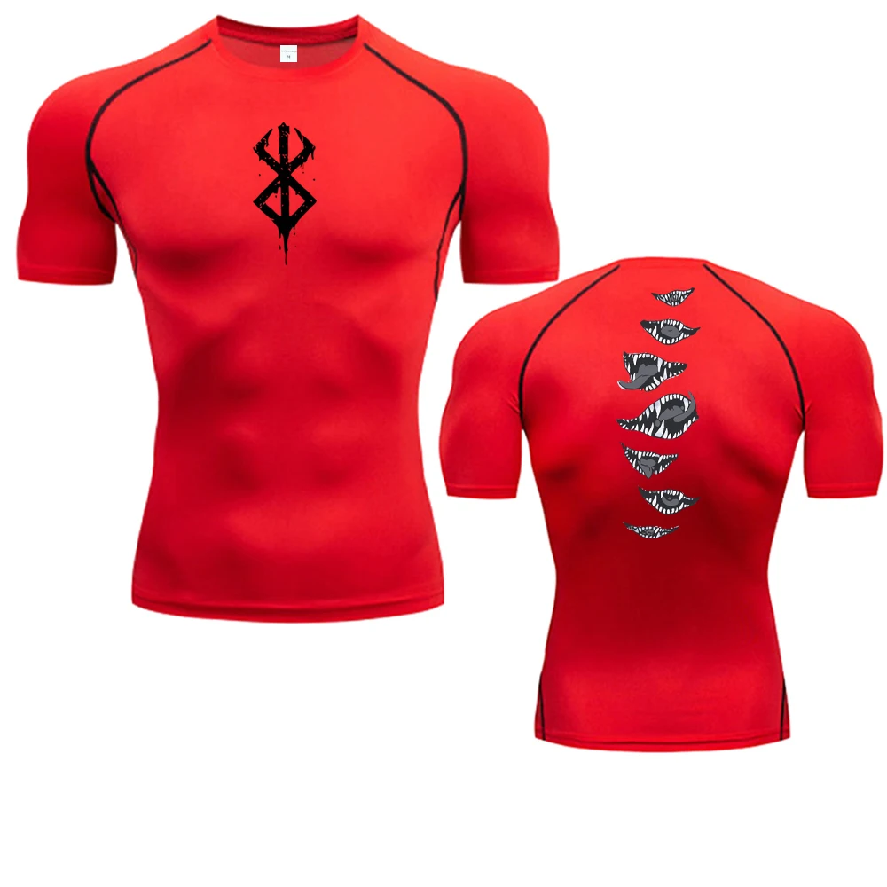 Color: Blue, Size: M - 2024Anime Berserk Guts Men's Compression Shirt Fitness Sport Running Tight Gym TShirts Athletic Quick Dry Tops Tee Summer