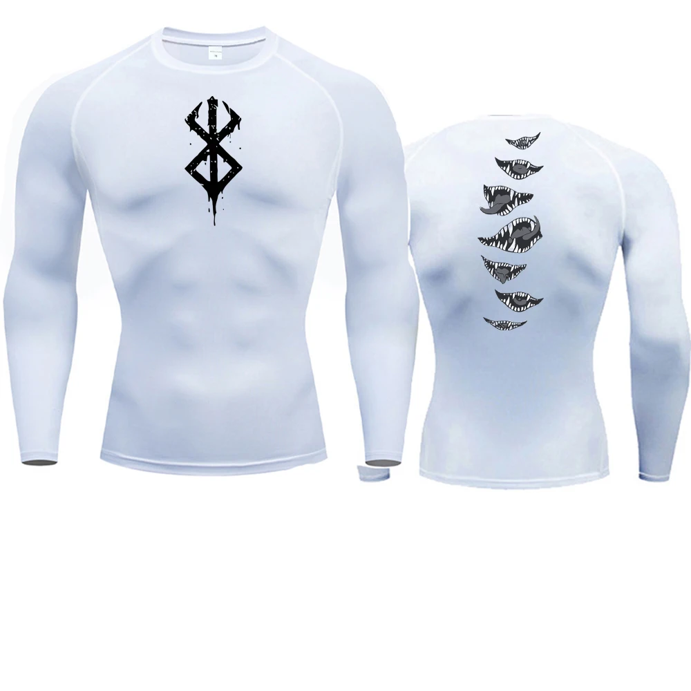 Color: Blue, Size: M - 2024Anime Berserk Guts Men's Compression Shirt Fitness Sport Running Tight Gym TShirts Athletic Quick Dry Tops Tee Summer