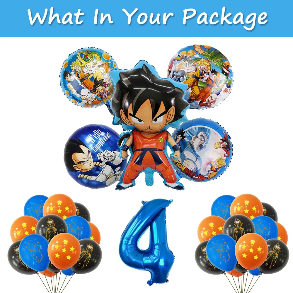 Color: VIOLET/?«?—?…°, Ships From: CHINA - Goku Dragon Ball Z Kids Birthday Party Gift Decoration Boy Tableware Party Supplies Plate Cup Tablecloth Foil Balloon CakeTopper