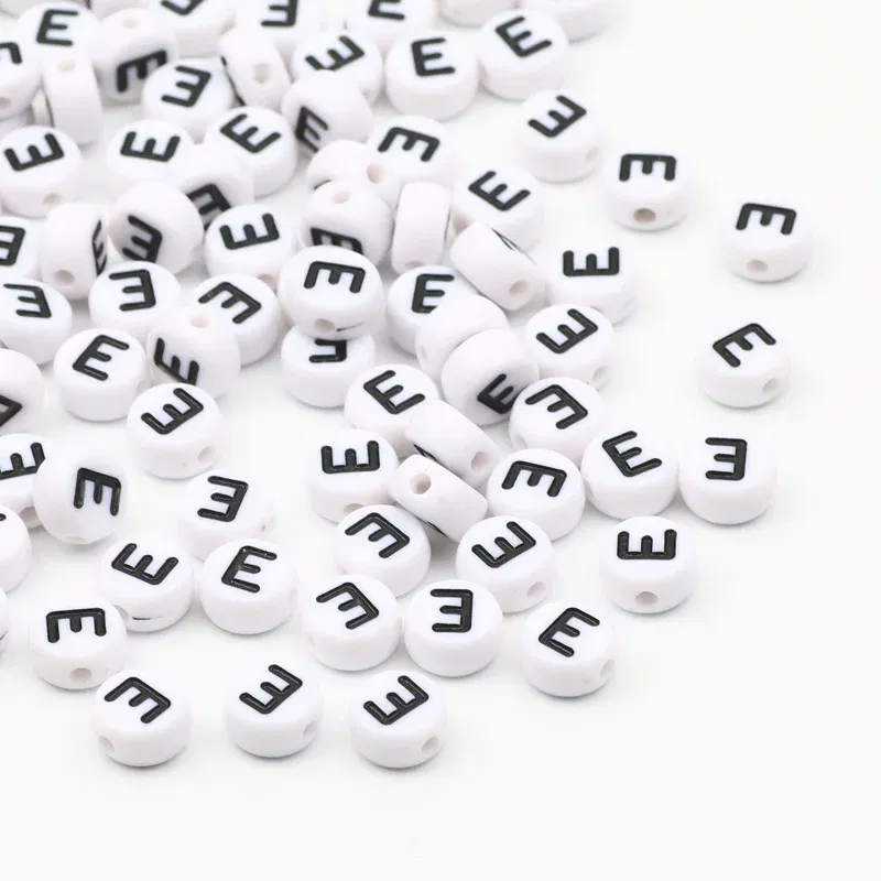 Color: NUDE, Item Diameter: Other - 50/100pcs/lot 7x4mm White Round A-Z Alphabet Letter Acrylic Loose Spacer Beads for Jewelry Making Diy Bracelet Accessories