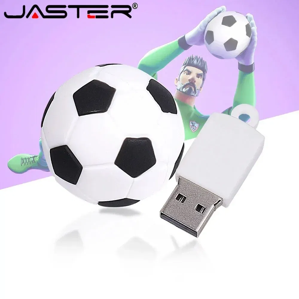 Capacity: 32GB, Color: Red - Football USB Flash Drive 64GB Cute Cartoon Memory Stick 32GB Yellow Red Black Pen Drive 16GB Creative Gift U Disk Free Chain