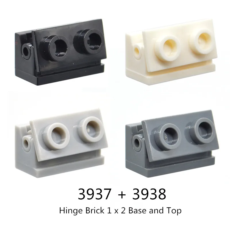 Color: Light Grey - 1 Pcs Buildings Blocks 3937 + 3938 Hinge Brick 1 x 2 Base and Top Plate Collections Bulk Modular GBC Toy For High-Tech MOC Set