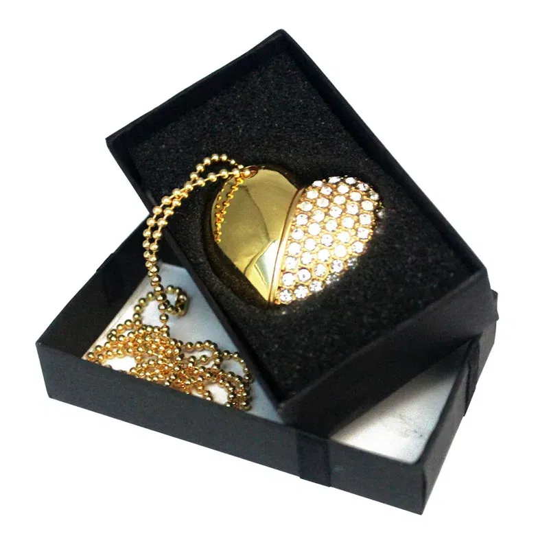 Color: black, Capacity: 4GB - Metal Diamond USB Flash Drive 128GB Crystal Heart With Gift Box Pen Drive 64GB Creative Gifts Memory Stick Pendrive 32GB 16GB 8G