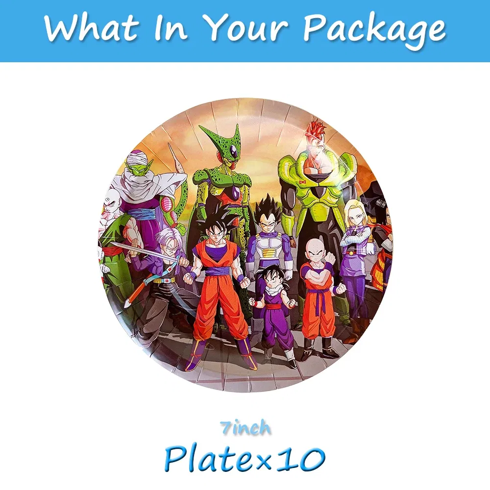 Color: DARK GRAY, Ships From: CHINA - Goku Dragon Ball Z Kids Birthday Party Gift Decoration Boy Tableware Party Supplies Plate Cup Tablecloth Foil Balloon CakeTopper