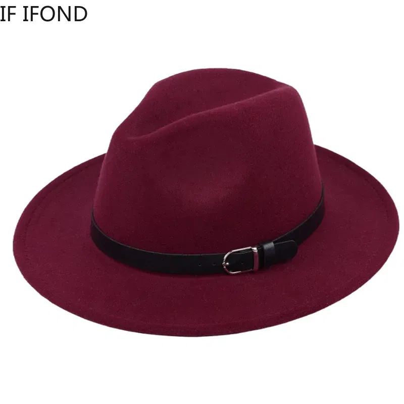 Color: Lavender, Size: M - Classic British Fedora Hat Men Women Imitation Woolen Winter Felt Hats Fashion Jazz Hat Chapeau Wholesale