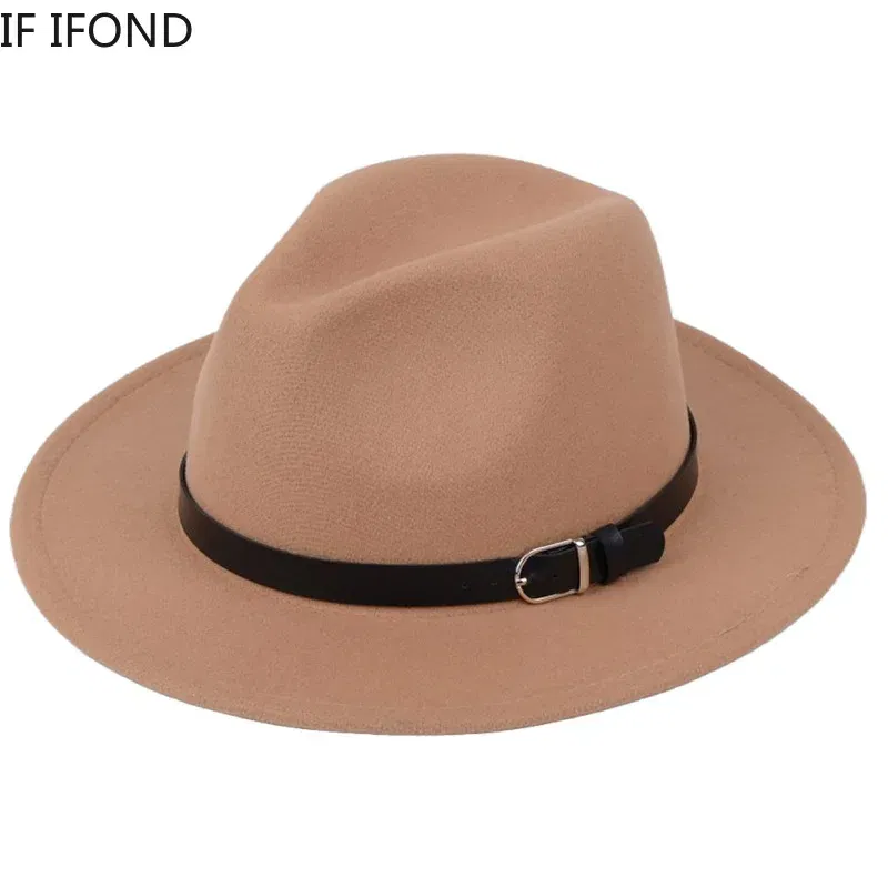 Color: Lavender, Size: M - Classic British Fedora Hat Men Women Imitation Woolen Winter Felt Hats Fashion Jazz Hat Chapeau Wholesale