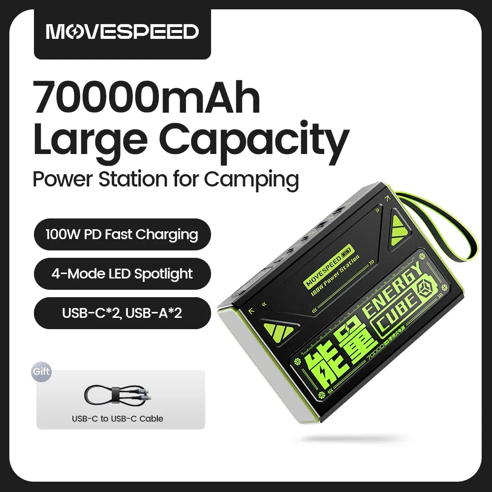 Battery Capacity: 50001mAh-100000mAh, Color: black, Ships From: CHINA - New Z70Pro Large Capacity Power Bank 100W Fast Charge External Battery w/ Flashlight Powerbank for Laptop Outdoor Camping