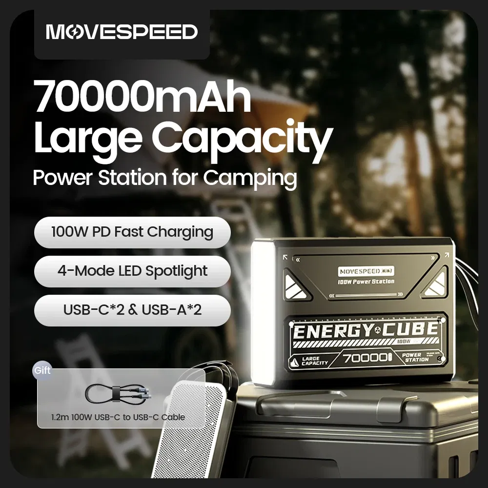 Battery Capacity: 50001mAh-100000mAh, Color: black, Ships From: CHINA - New Z70Pro Large Capacity Power Bank 100W Fast Charge External Battery w/ Flashlight Powerbank for Laptop Outdoor Camping
