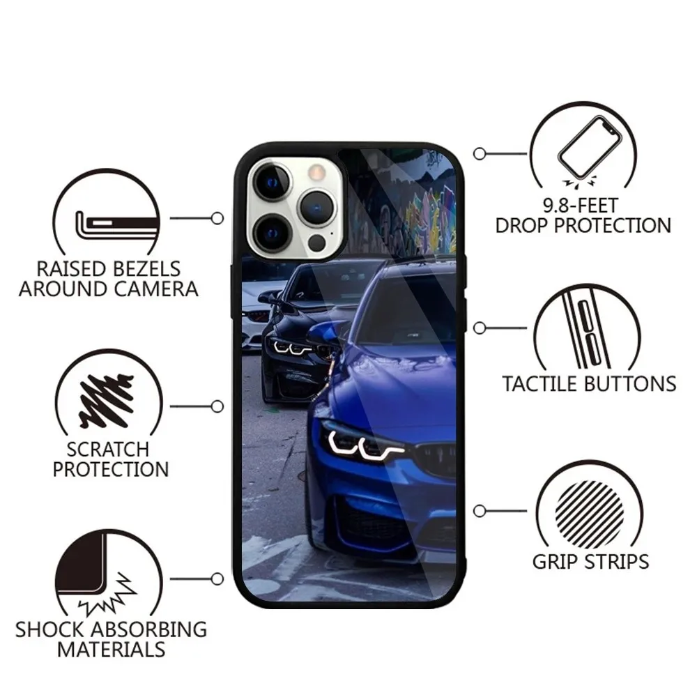 Color: Brown, Material: Cotton Fabric - Blue Red Car for B-BMW Phone Case Strong Magnetic For IPhone 15,14,13,Pro,Max,Plus,11,12,Mini For Magsafe Wireless Charging