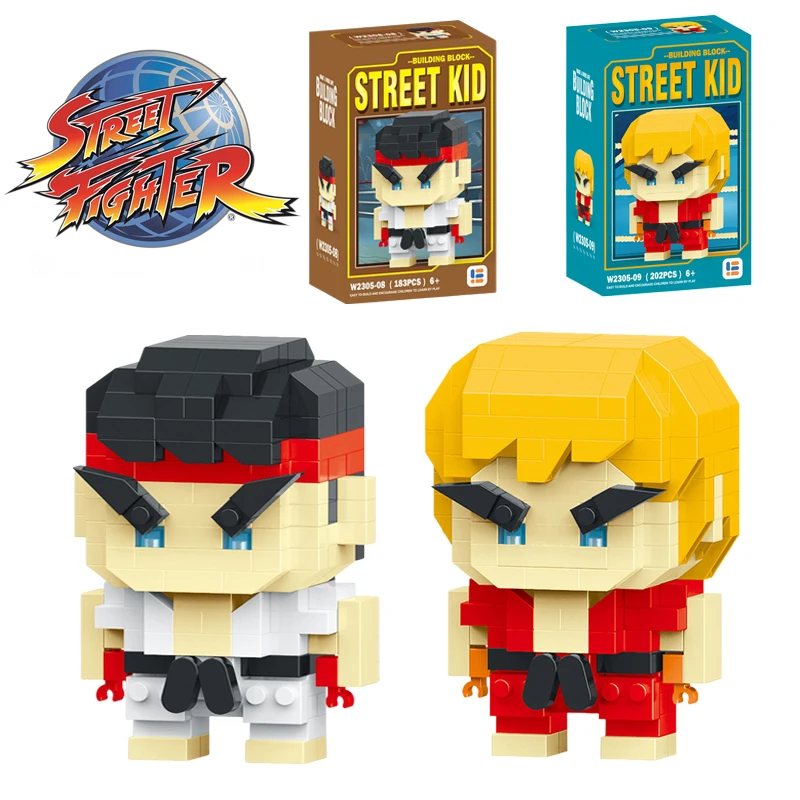 Size: S, Color: black, Ships From: CHINA - Anime Street Fighter Fighting Game Action Building Blocks KenMasters Hoshi Ryu ABS Kawaii Toys Building Blocks Gift For children