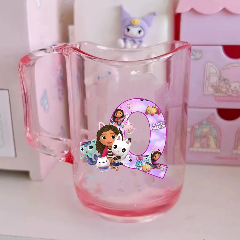 Color: VIOLET/?«?—?…°, Size: Other - Gabby Dollhouse Letter A-Z Print Water Cup ABS Tooth Brushing Cups Anime Kawaii Cat Kids Toothglass Cups Kids Birthday Gift