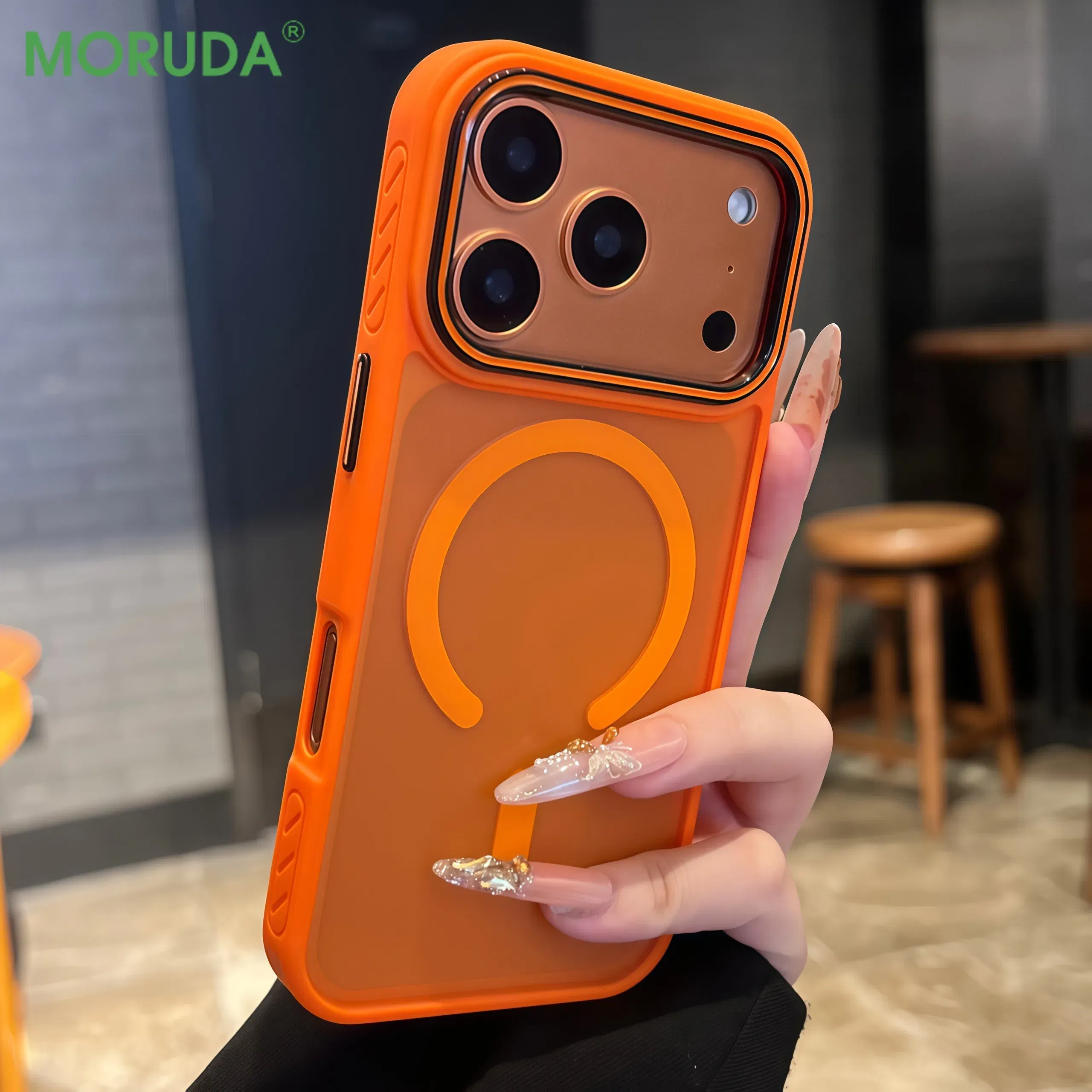 Color: Orange, Compatibility by Model: iPhone 13 Pro Max - Wireless Charging Matte Magnetic Case for iPhone 17 16 ProMax 15 14 Plus 13 12 11 17 Air Anti Fall Bumper Translucent TPU Cover