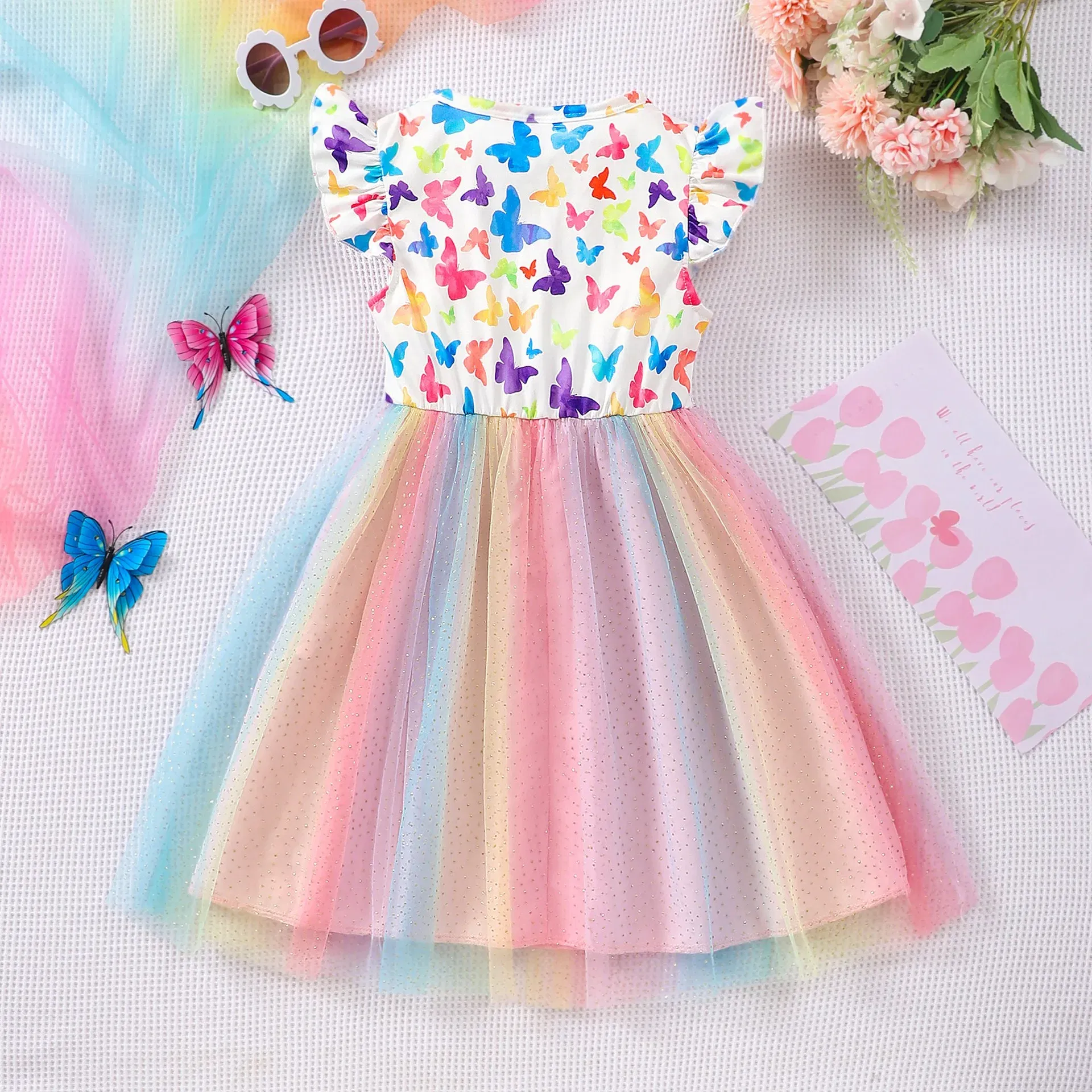 Color: Fuchsia, Size: One Size, Ships From: CHINA, Height: 164 - KPop Demon Hunter Christmas Princess Dress Girl Fashion Casual Autumn Butterfly Dress Wedding Birthday Party Dress Gift Clothes