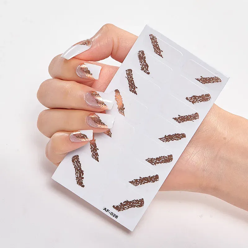 Color: Brige - Nail Sticker set Self Adhesive Nail Sticker Nail Strips Nailart Sticker Sticker For Nails Foil Nail Art Stickers 2020 Shiny
