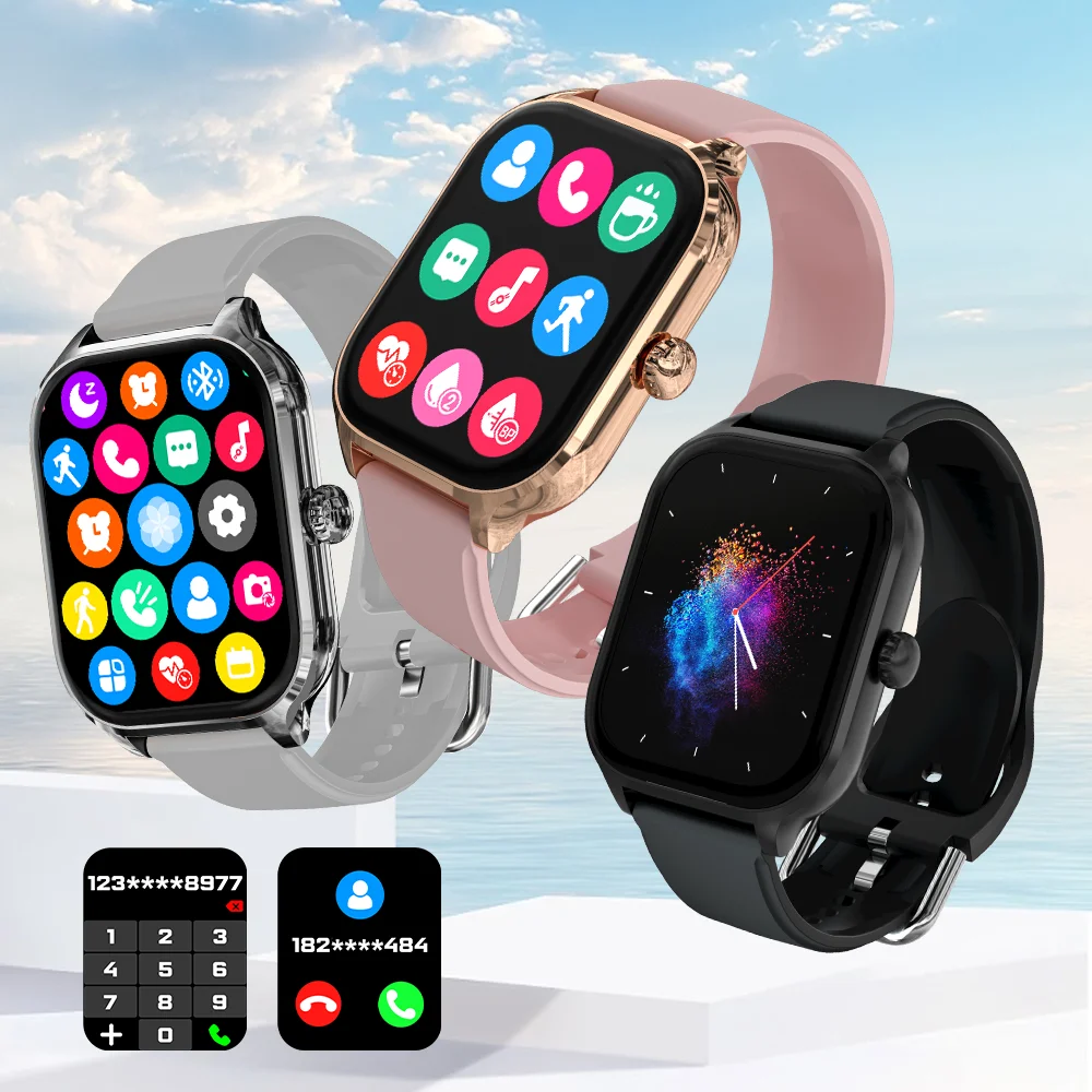 Color: Pink - LAXASFIT H9 and H6 Smartwatch Dial to Answer Calls Calorie Tracking Heart Rate Blood Oxygen Monitoring Bluetooth Smart Watch