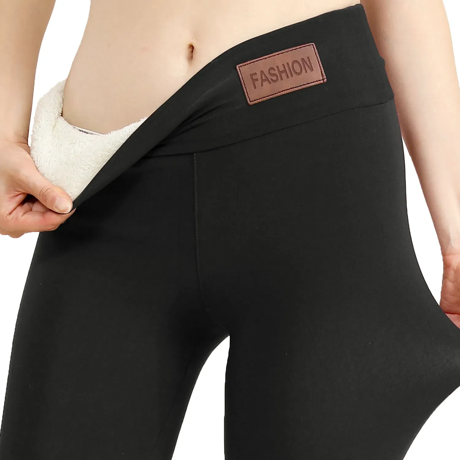 Color: Blue, Size: M - Super Warm Winter Leatherlabel Leggings Of Women Skinny Stretch High Waist Prevent Cold Leggings Casual Classic Pants