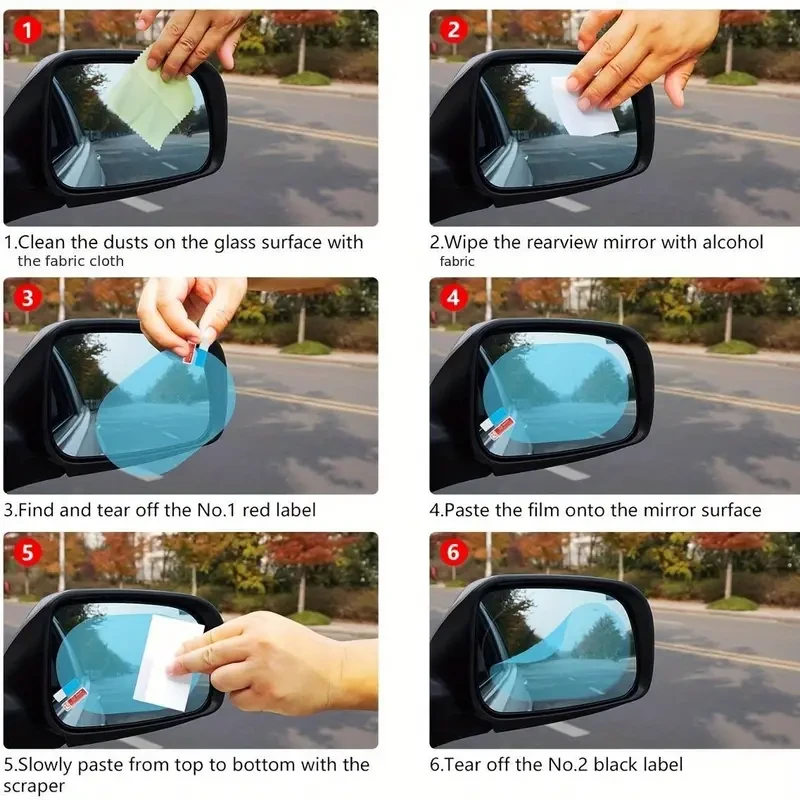 2-Pack Car Mirror Rainproof Protective Film - Anti-Fog Clear View Side Mirror Sticker for Safe Driving - Easy Installation, No Electricity or Batteries Needed - Perfect for Graduation Road Safety Prep