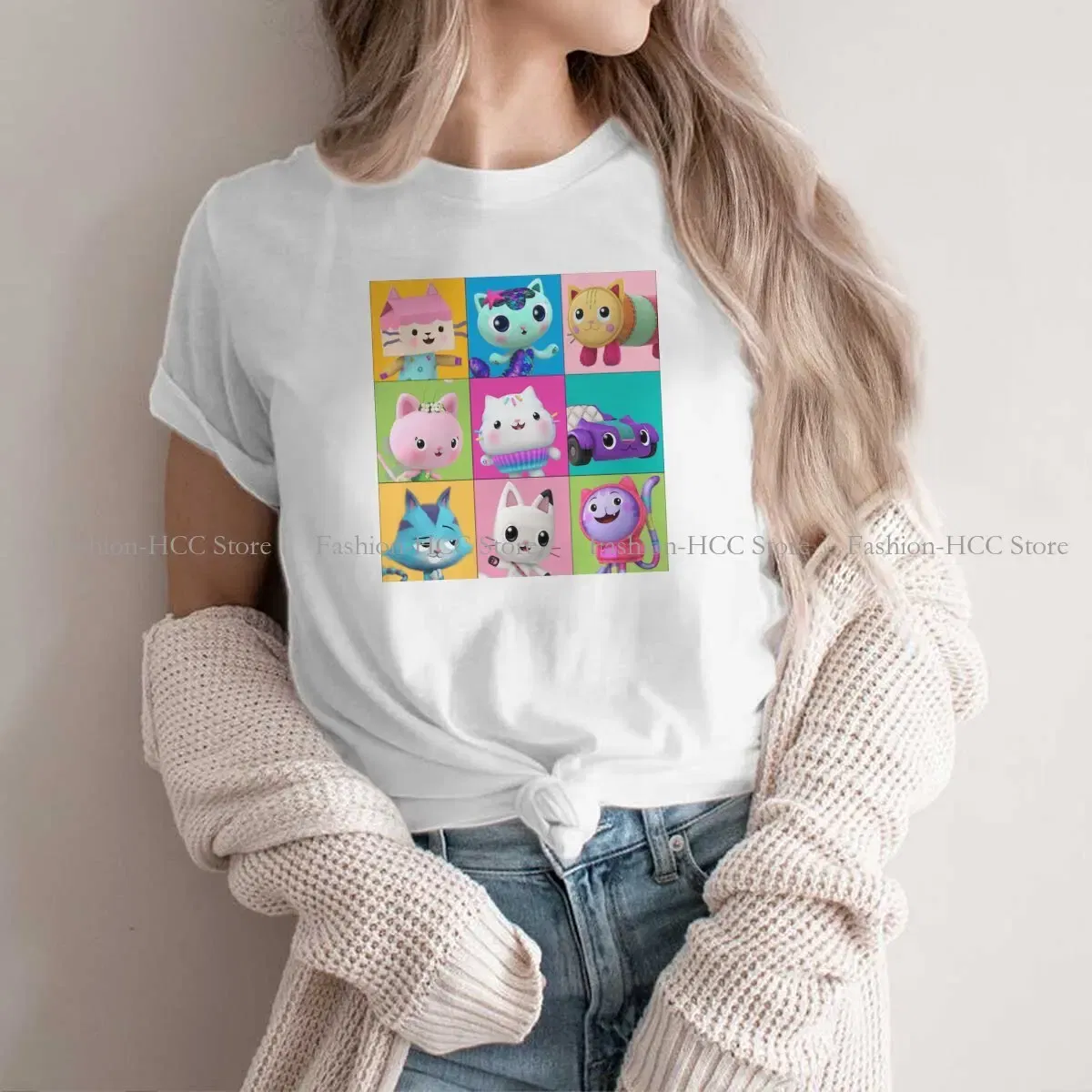 Color: WHITE, Size: M - Essential Style Polyester TShirt Gabby's Dollhouse Gabby Cartoon Comfortable Hip Hop Gift Idea T Shirt Stuff