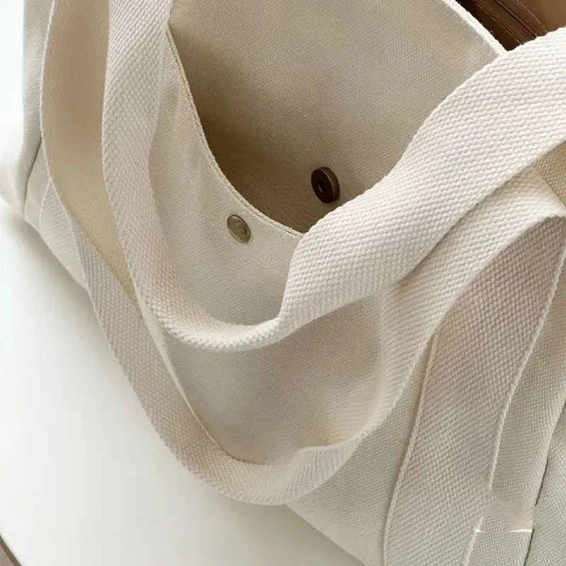 Color: Beige - Large Capacity Canvas Tote Bags For Work Commuting Carrying Handbag College Style Student Outfit Book Shoulder Bag Women Bags