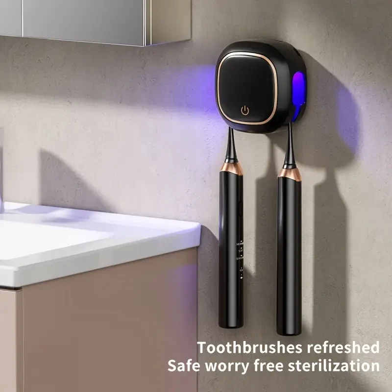 Sleek No-Drill UV Toothbrush Sanitizer with Automatic Sterilization