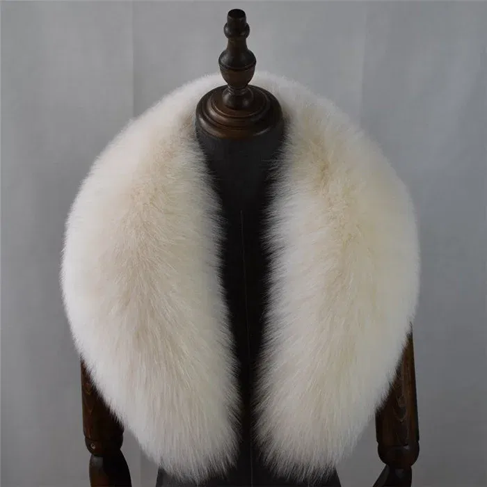 Color: black, Size: XXXL - 100% Natural Real Fox Fur Collar For Women Men Coat Jacket Fur Scarf Winter Extra Large Size Neck Warmer Fur Scarf Shawls Wraps