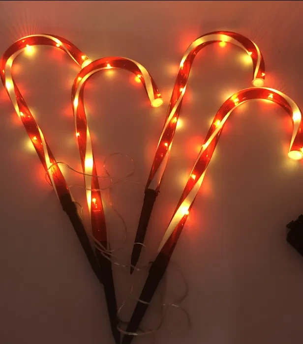 Christmas Outdoor Solar Cane Light LED Copper Wire Ground Plug
