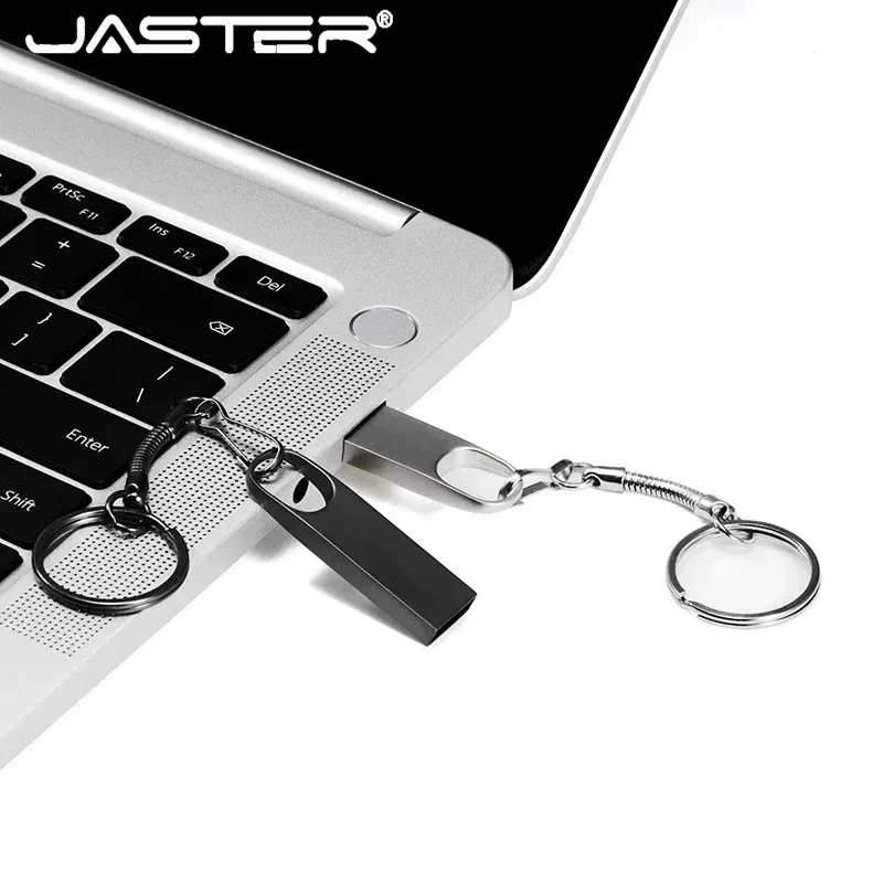 Capacity: 64GB, Color: Silver - JASTER Metal USB Flash Drives 64GB Real Capacity Memory Stick Black Pen Drive 32GB Creative Business Gift Silver Storage U Disk