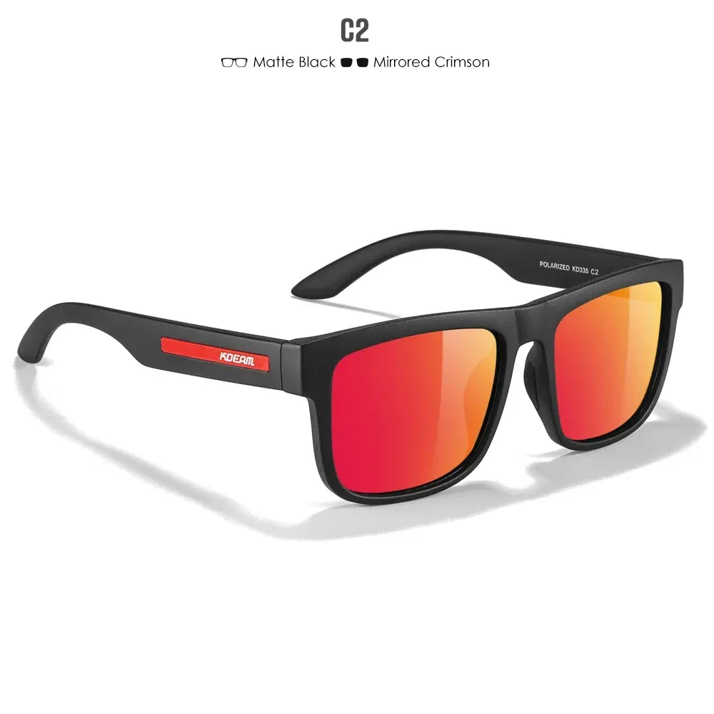 Lenses Color: Red, Frame Color: WHITE - 2024 KDEAM New Polarized Sunglasses For Men White Frame UV400 Protection Lens Black Driving  Sun Glasses Fishing Eyewear