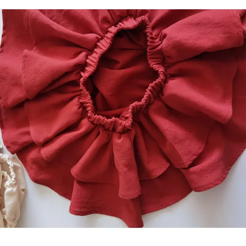 Color: Blue, Kid Size: 3T?€?€·?¤–运动?‰ - Double Layers Ruffles Lace Baby Skirt Pants Summer Cotton Linen Kids Pettiskirt Toddler Dancing Wedding Clothing Tutu Skirt
