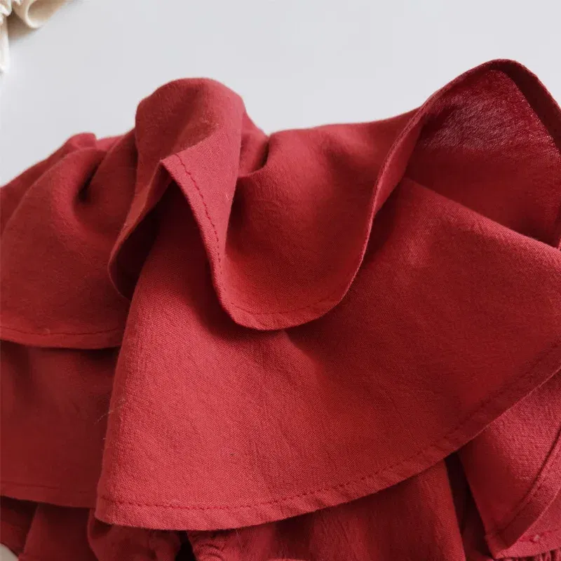 Color: Blue, Kid Size: 3T?€?€·?¤–运动?‰ - Double Layers Ruffles Lace Baby Skirt Pants Summer Cotton Linen Kids Pettiskirt Toddler Dancing Wedding Clothing Tutu Skirt