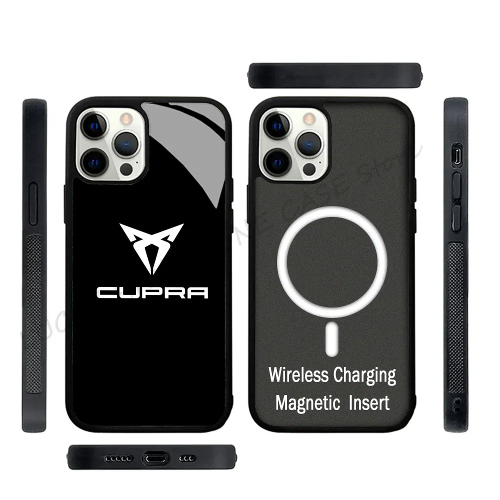 Color: Beige, Material: PP - Cool Phone Case Phone Case Strong Magnetic Cupra Racing for IPhone 15 14 13 Pro Max 11 12 Mini for Magsafe