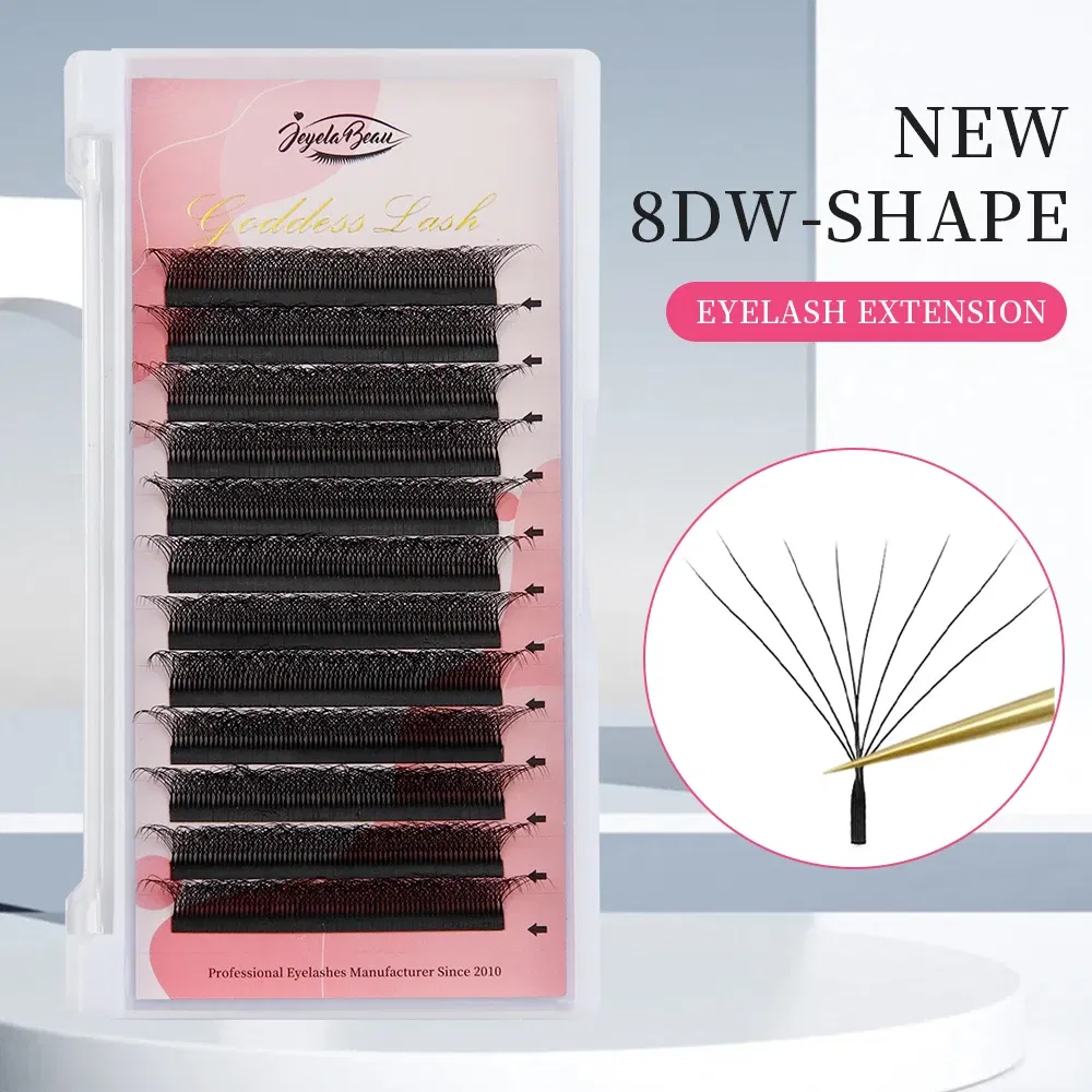 Color: Copper, Curl: D, Thickness: 0.07mm, Length: 9mm, Ships From: CHINA - Goddess 3D/4D/5D/6D/7D/8D W Shape lashes 4D Premade Fan Lash Extensions 0.07 C/D Curl Natural Soft High Quality Idividual Lashes