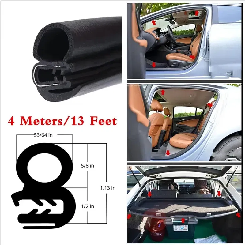 Color: GRAY - Car Door Rubber Seal Weatherstrip Steel Belt Weatherstripping Soundproof Waterproof Seal Kit Strip Rubber Seal Edge Trim