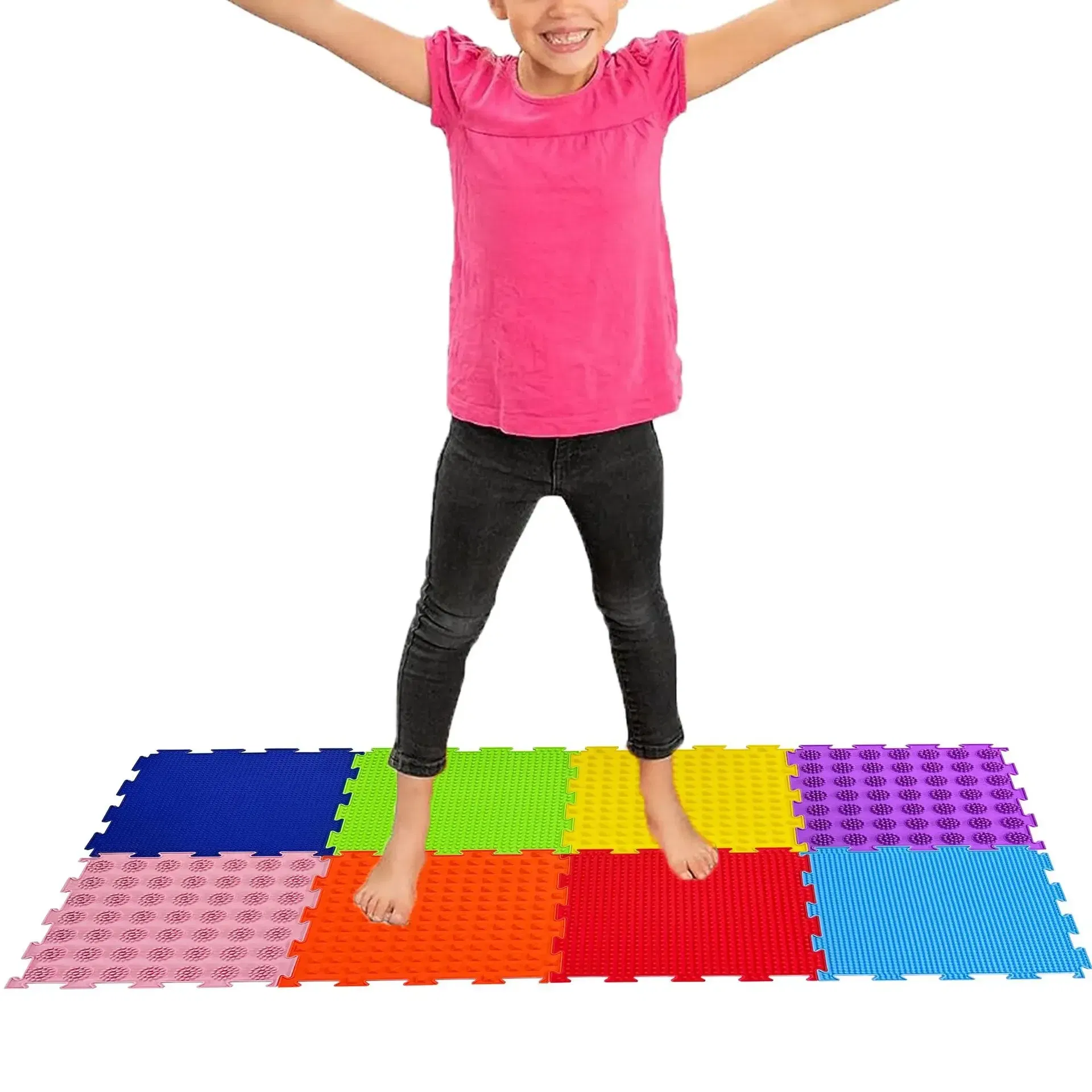 Color: Yellow - Children's Tactile Sensory Training Mat Acupressure Pad Foot Massage Mat Children's Baby Acupressure Pad Toe Pressure Pad