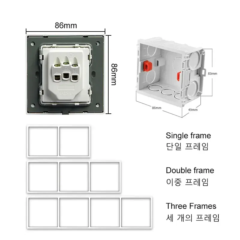 Color: Silver - YINKA Plastic Panel Korean Standard Switch Frame Wall Switch Wall Socket TV Satellite 220V 1234GANG DIY Plastic Frame Part White